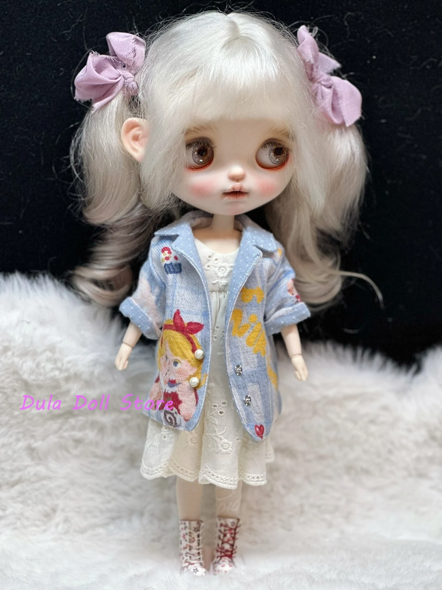 2026 Dula 인형 옷 드레스 라이트 블루 캐주얼 브러시드 자켓 Blythe OB24 OB22 Azone Licca ICY JerryB 1/6 인형 액세서리