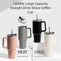 ⁦كوب حراري 40 أونصة (1200 مل) مع مقبض وقشة – عزل مزدوج للسفر ☕✨.⁩ - الصورة ⁦2⁩