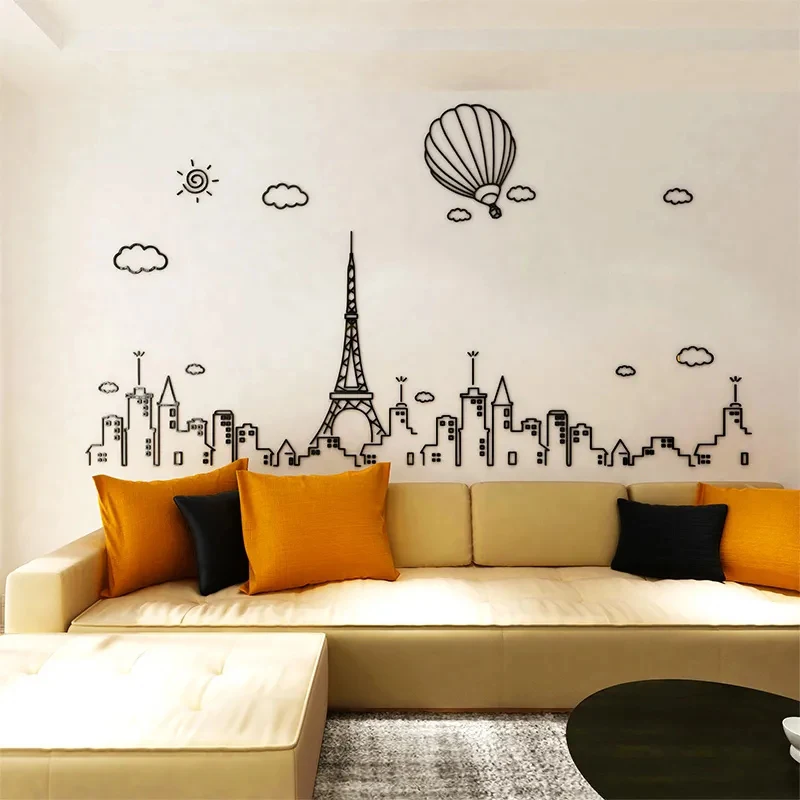 

Nordic Tower Acrylic 3D Stereo Wall Sticker Home Decor Decals Living Room DIY Wall Sticker Bedroom Stickers Hot Sale Wallpaper