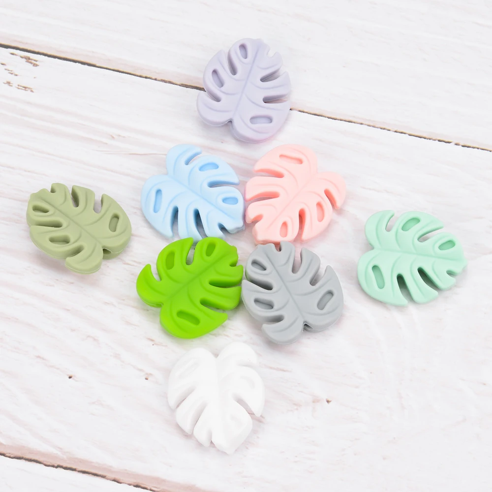 LOFCA 30 Stück Monstera Deliciosa Blätter Silikonperlen BPA-frei Schlüsselanhänger Silikonperlen DIY Schlüsselanhänger Perlenschmuck Zubehör – Detail 13