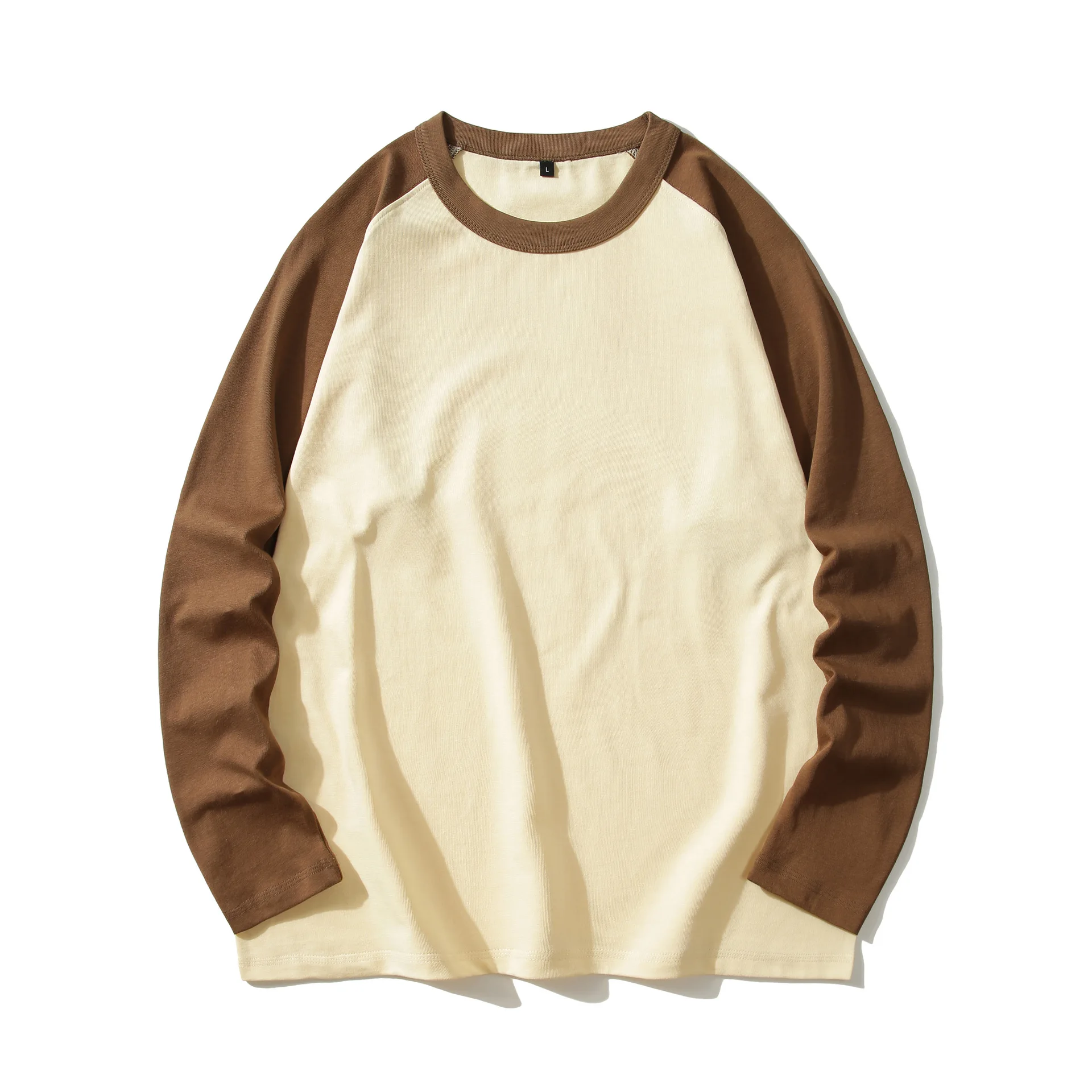 

Men's Fashion High Quality 280g Cotton Trendy Raglan Heavy Duty Long Sleeve Round Neck Loose Vintage Underlay Top