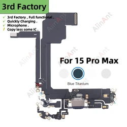 Premium USB Charger Port and Microphone Flex Cable (15 Pro Max Blue -AAA)