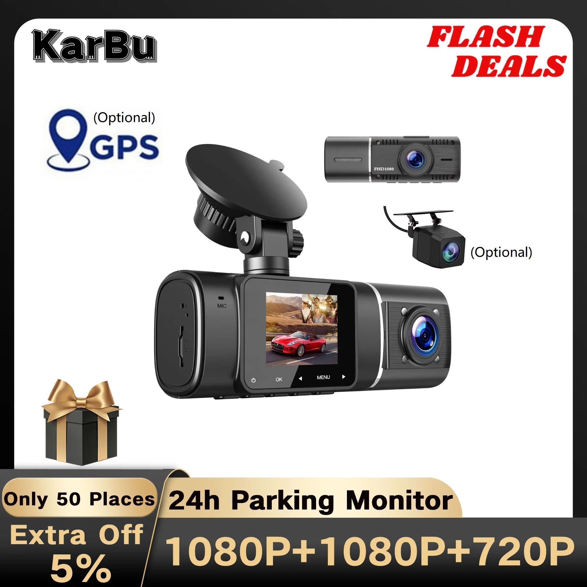 

Dash Cam for Car Camera 1080P HD GPS Dashcam 24h Parking Monitor Dvr Para Coche Front And Rear 3 Dvrs Mini video registrator