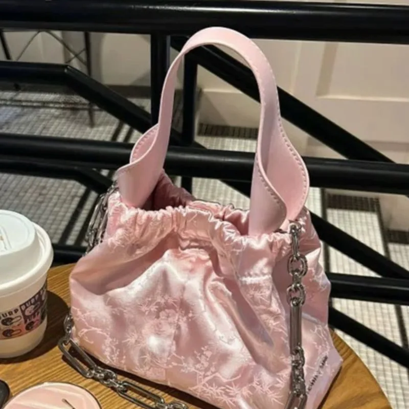 JIAERDI Fairycore Aesthetic Pink Cloud Hand Bag Ladies Summer Chinese Embroidery Handle Shoulder Bags Women 2025 Purse Female