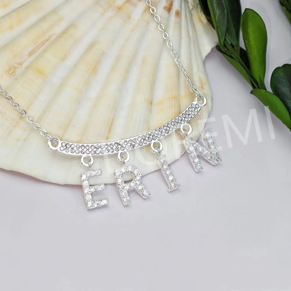 DOREMI Happy Face Custom Name Letters Necklace Zircon Name Charms Initial Letter Women Ins Jewelry Necklace