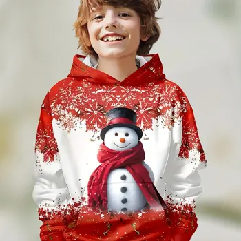 Kids Clothes Boys Hoodies Long Sleeve 3D Christmas Print Children Spring Fall Clothes Stylish Party Ambiance Girl Clothes Tops