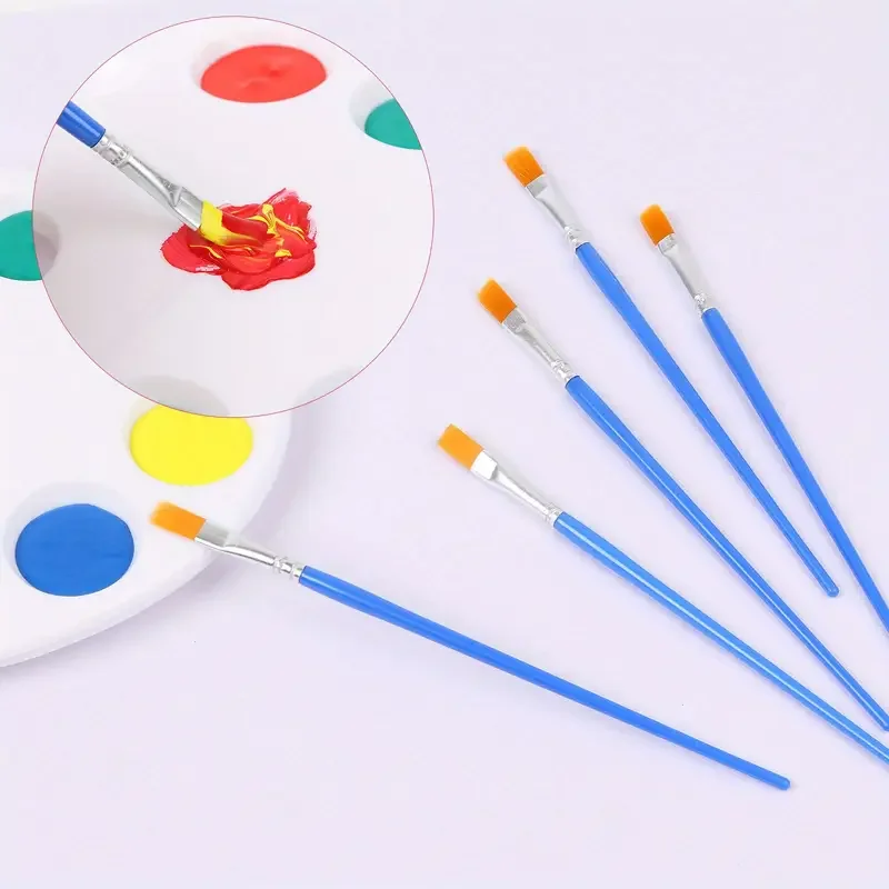 100pcs Paint Brushes Set for Kids Acrylic with Flat Round Pointed Paint Brushes Craft Watercolor Oil Painting Brushes 4