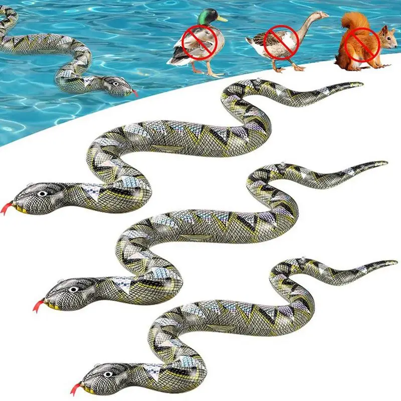 Pool Accessories PVC Inflatable Snake 47 Inch Large Blow Up Snakes Realistic Tricky Toy Animal Prank Toys Summer Water Games ﻿