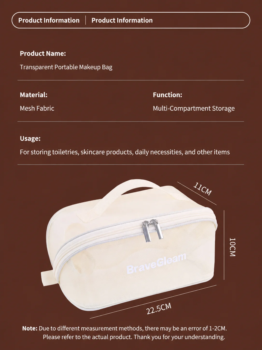 Transparent Pillow Makeup Bag Portable Travel Makeup Storage Bag Multi functional Toiletry Storage Bag 5