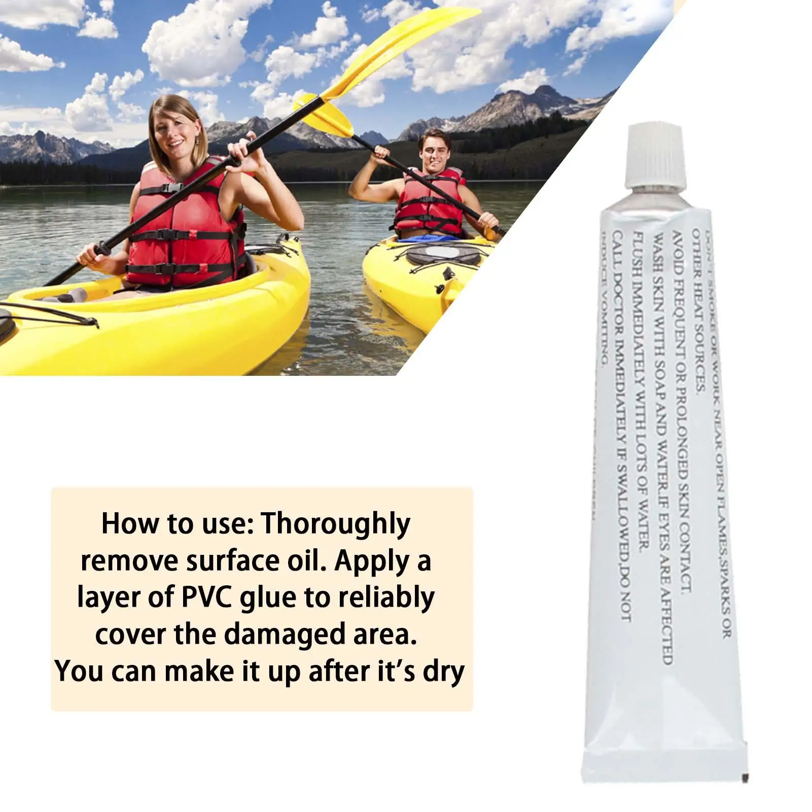 30ml PVC Adhesive Glue Kayak Boat Repair PVC Adhesive Sealants Leak Proof for Air Mattress Beds Inflatable Boat Repairs Tool