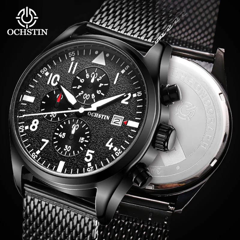 OCHSTIN Men's Watch Multifunction Quartz Movement Personalized Comfort Hot Model 2024 Pilot's Series Men's Quartz Watch