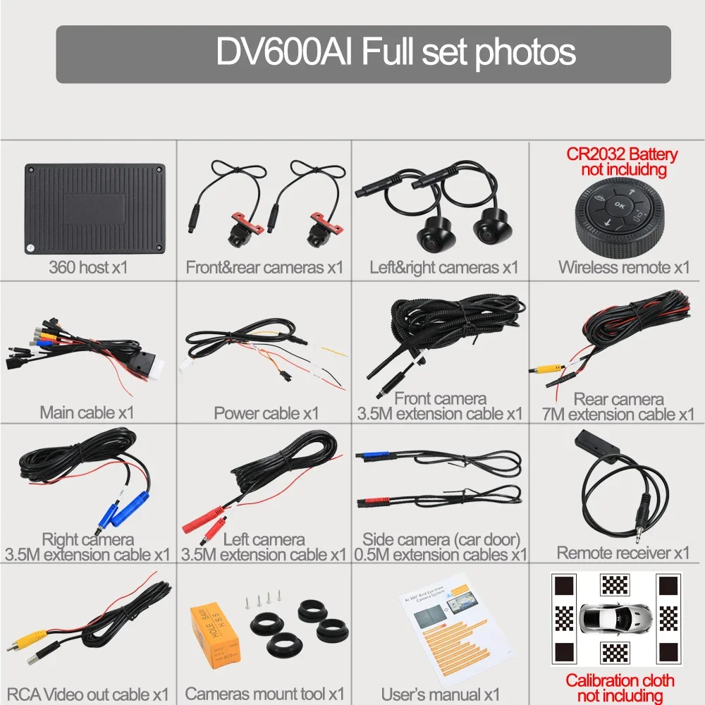 AI 360 degree panoramic camera car system 1080P DVR 3D Bird View Surround Around View Monitoring System Supports Korean English