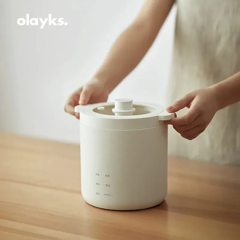 Olayks Mini Rice Cooker Smart Home Use Multifunctional Small Electric Pot 1.2L Capacity Single Person Meal Ceramic Material