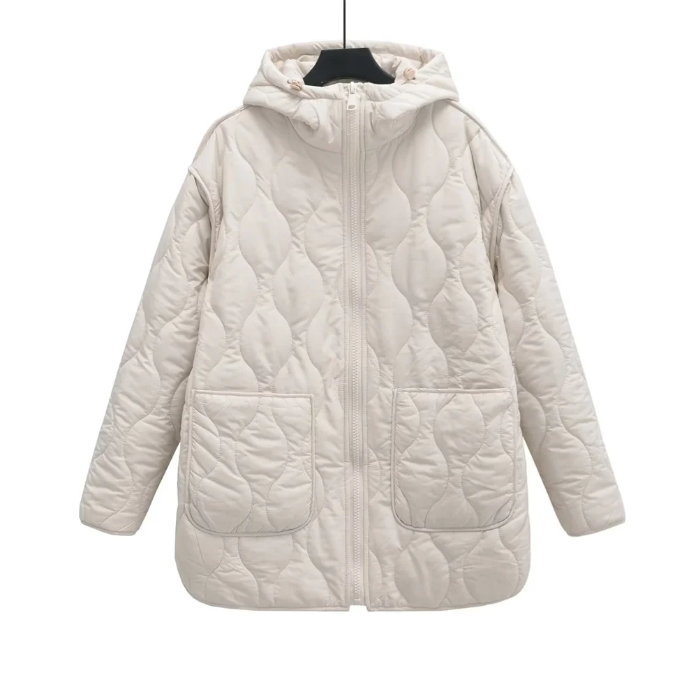 UNIZERA 2023 Autumn/Winter New Product Women's New Fashion and Casual Versatile Stand up Collar Hooded Jacket Cotton Coat 2