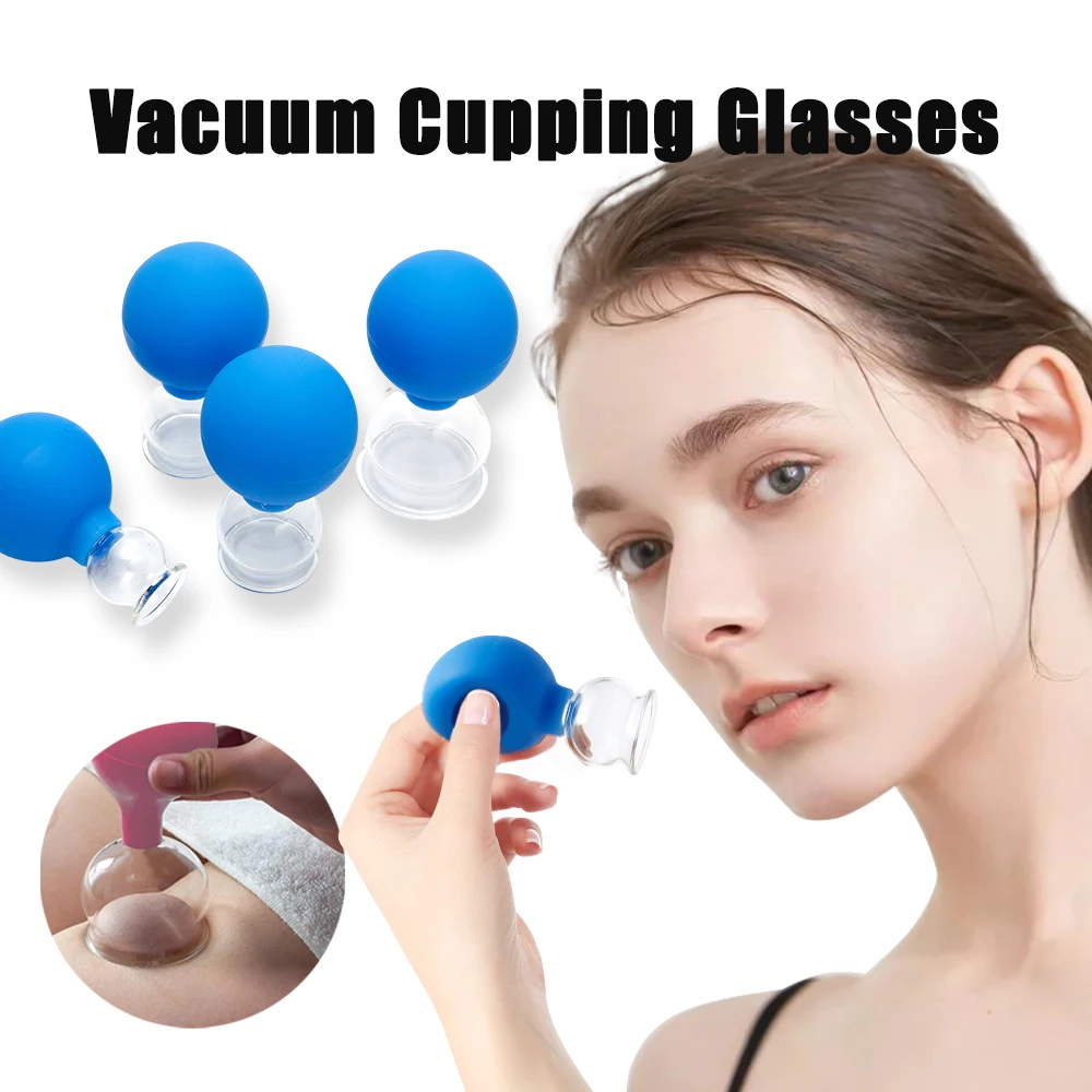 

New Cylindrical Glass Rubber Face Massager Vacuum Cupping Visage Cup Therapy Anti Cellulite Jar Wrinkle Facial Masajeador Tool