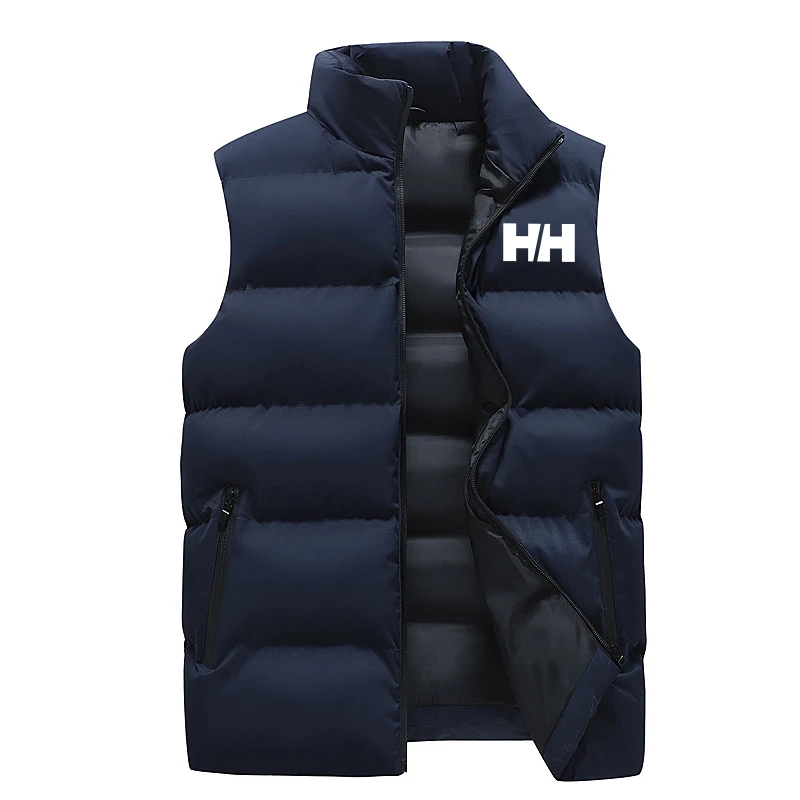 Hot selling new men's jacket sleeveless zippered vest for warmth in autumn and winter, standing collar, large down jacket, men's jumpsuit autumn new fashionable hot selling women s elegant v neck pleated knot sleeveless high waist wide leg jumpsuit daily