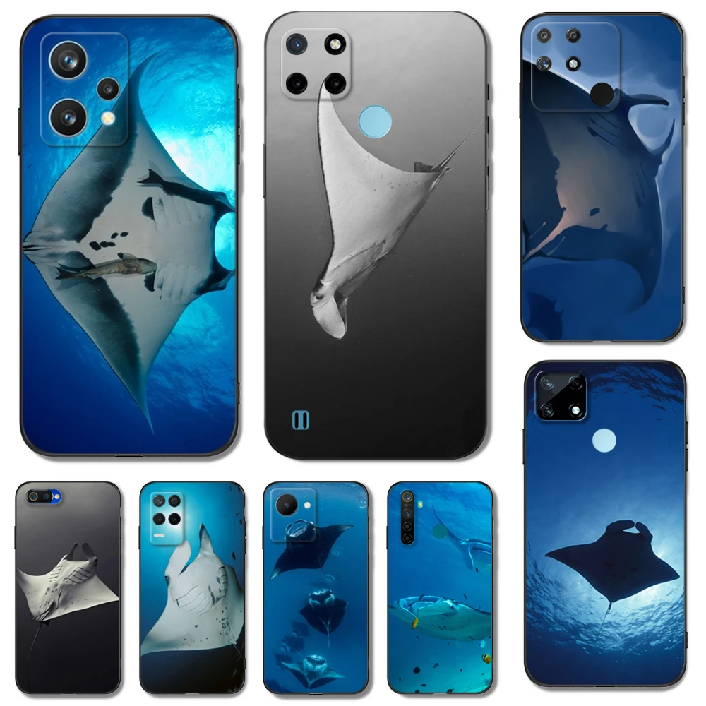 Custodia In Tpu Nero Per Realme Q5 X Xt X2 X3 Superzoom X50 V13 Q3I X7 Pro Ultra Gt Master Edition Animal Manta Ray