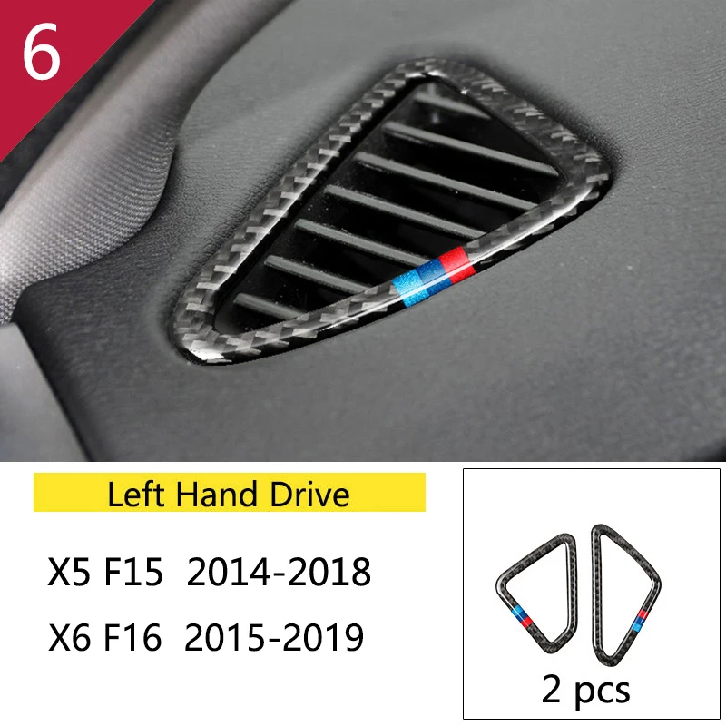 4Pcs For BMW F15 X5 F16 X6 2014-18 Carbon Fiber Dash Side Air Vent Outlet Cover 