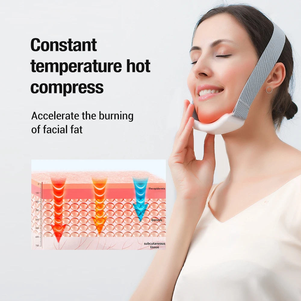 EMS Microcurrent Facial Lifting Massager Double Chin Reducer Vibration Heating Skin Tightening V Line Face Slimming Lifter Belt 5