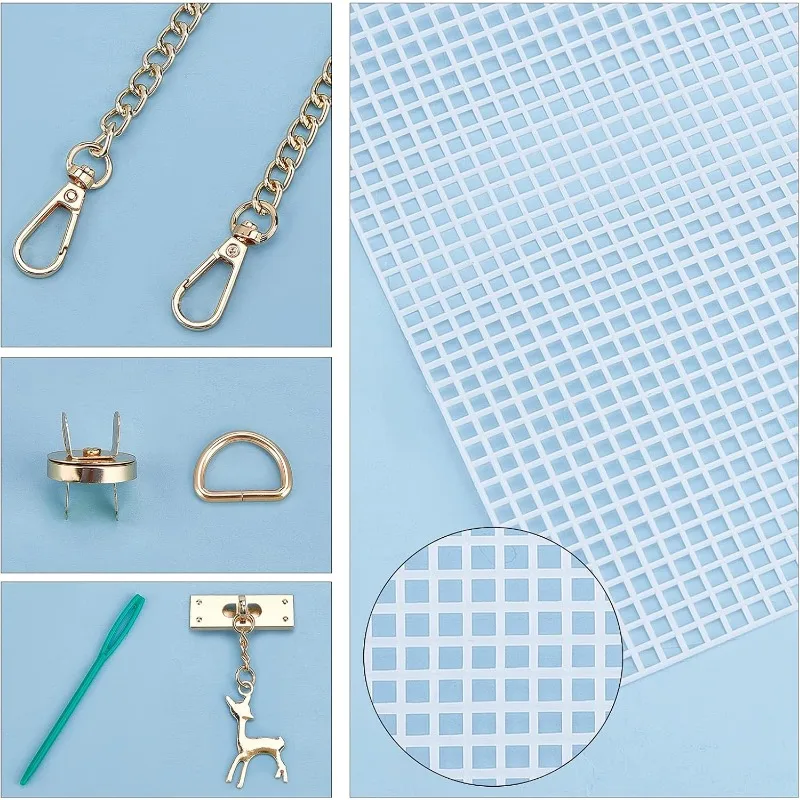 Plastic Mesh Canvas Sheets Bag Set DIY Knitting Crochet Bags Kit Clear Cross Stitch Mesh Plastic Knitting Needle diy knitting kit
