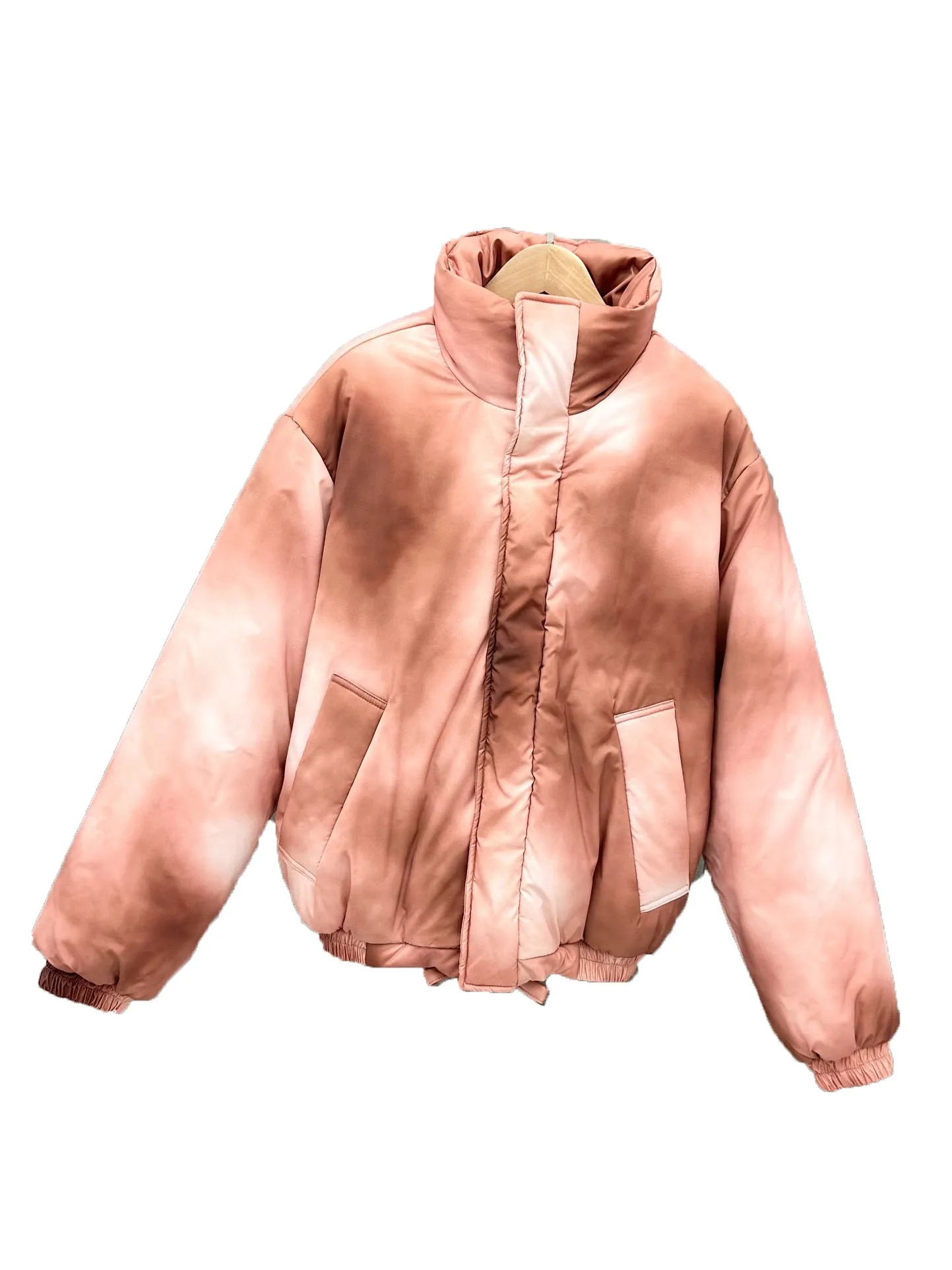 

Down jacket thickened short standing collar version ripple dye pattern design warm and comfortable 2023 winter new 1021