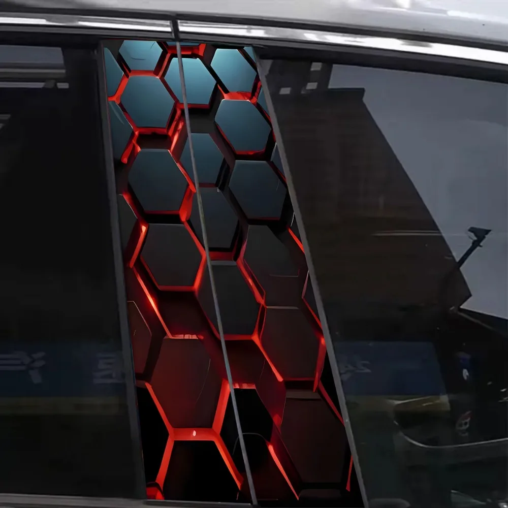 2 Set di Adesivi per Auto - Stile a Nido d'Ape - Adesivi Decorativi Impermeabili e Protettivi dal Sole, Adesivi Lucidi in PVC Resistente - Image 4