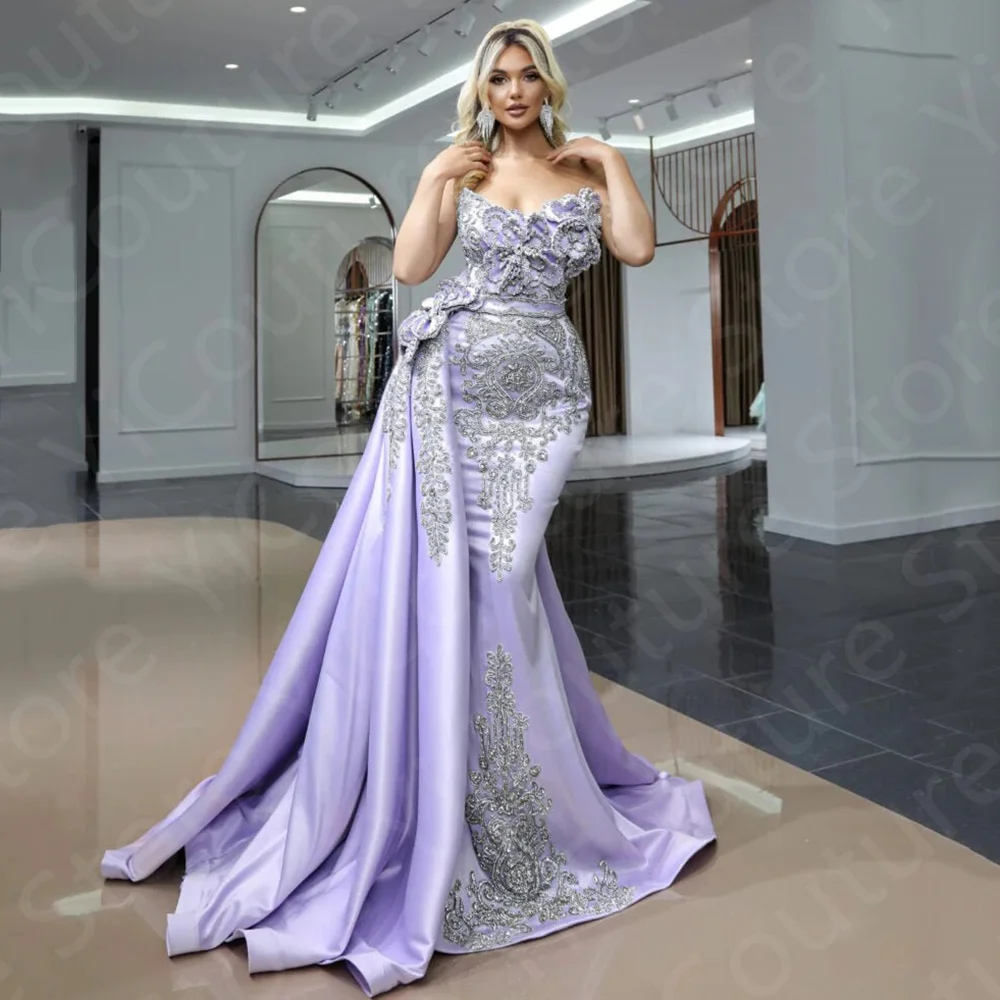 Glamorous Lavender Strapless 3D Floral Mermaid Prom Dress Evening Gown TP5729 main image 1