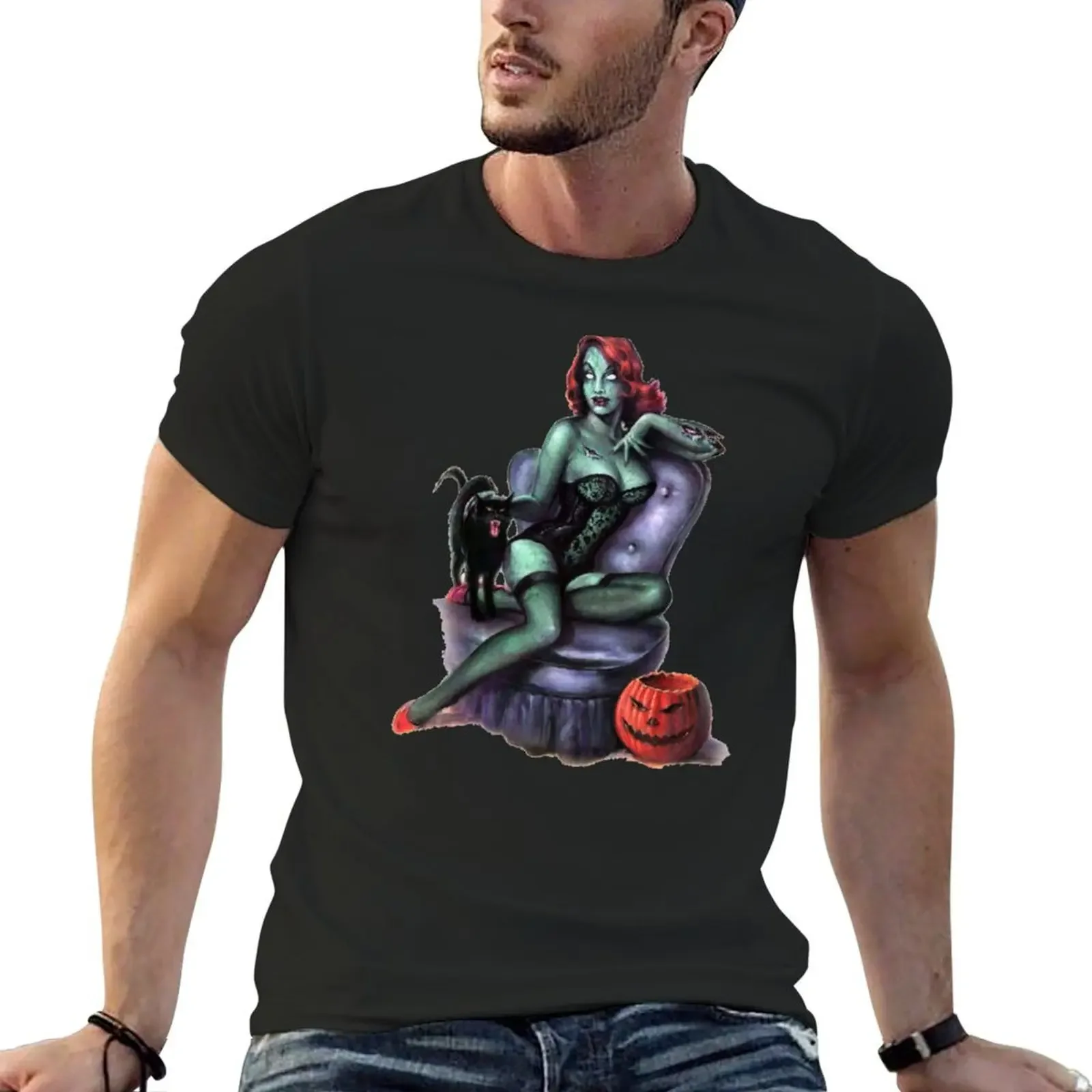 

Pin Up Girl Zombie Day Of The Dead Halloween T-shirt summer clothes kawaii clothes oversized men workout shirt