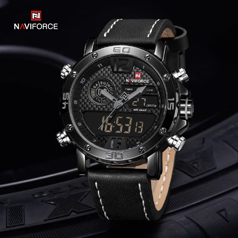 

NAVIFORCE Top Brand Men's Luxury Watches Casual Fashion Luminous Wristwatches Leather Waterproof Male Clock Relogio Masculino