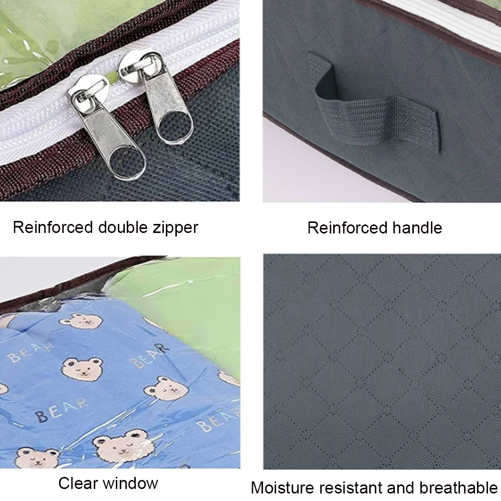 1PC Collapsible Non-Woven Underbed Organizer Large Capacity Clothes Blanket Organizer Organize Bedroom Closet Dust 3