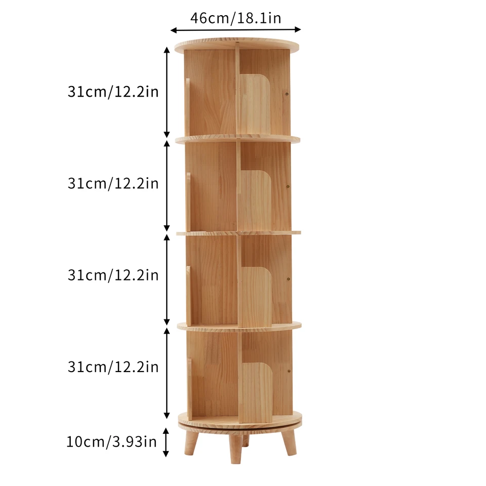 360 Degree Rotating Bookcase Floor Stand Bookshelf