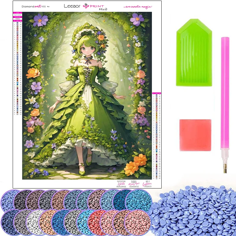 

Comic Style Diamond Painting Forest Flower Fairy Girl Full Round Diamond Mosaic Home Wall Decor Cross Stitch Kit Embroidery Gift