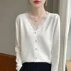 2024 Autumn And Winter New Cashmere sweater Women Pullover Lace edged Knitted Long Sleeve Soft Cashmere sweater Women 6