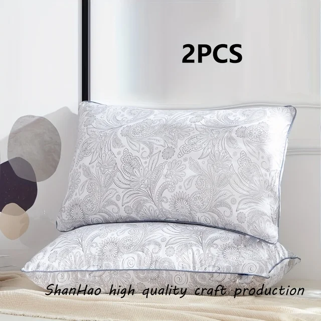 2PC High Quality Brushed Texture Patterned Sleep Pillow, Star Rated Hotel Grade Patterned Pillow Core Classical Patterned Pillow 2