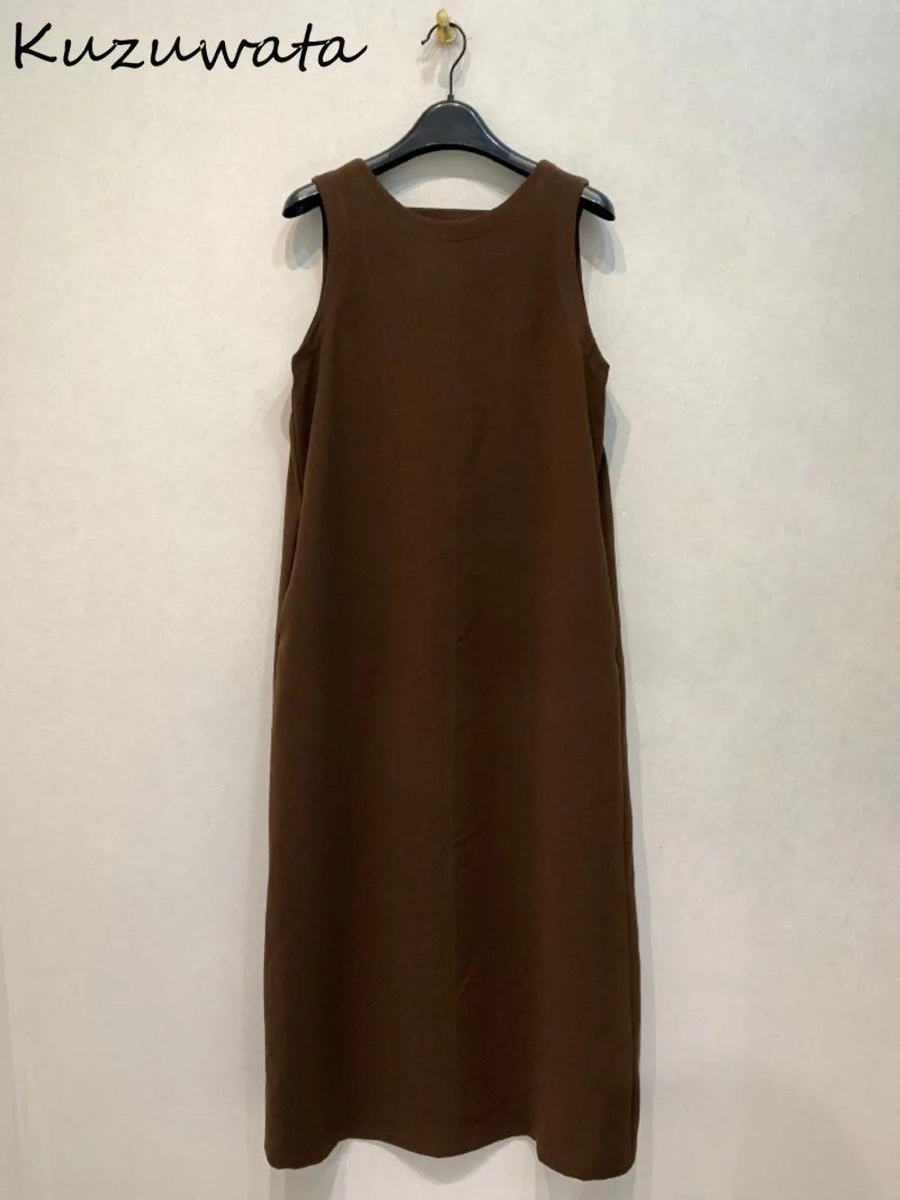 Kuzuwata Vintage Literary Simple Elegant U Neck Vestido Backless U Neck  Sleeveless Loose Robe Japan New Casual Loose Waist Dress - AliExpress  200000345