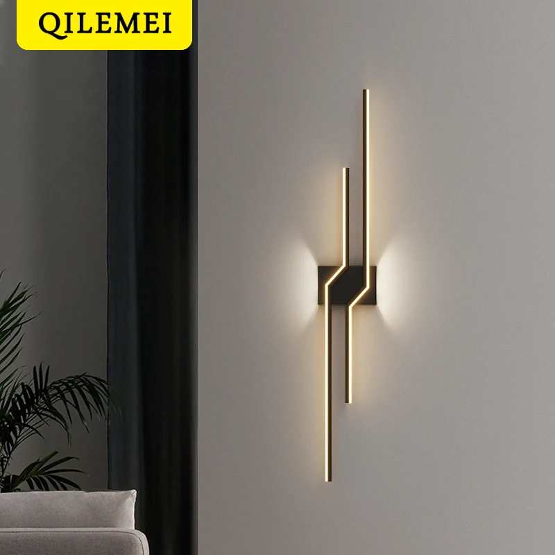 Arte lungo oro nero bianco nuove moderne applique da parete a LED soggiorno sala da pranzo camera da letto comodino portico lampade da corridoio illuminazione interna