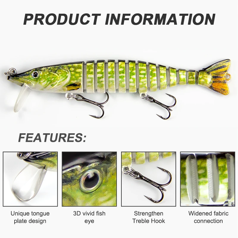 165mm 34g Jointed Crankbait Swimbait – Sinking Hard Bait Wobbler for Pike, Trout, Bass & Trolling 6