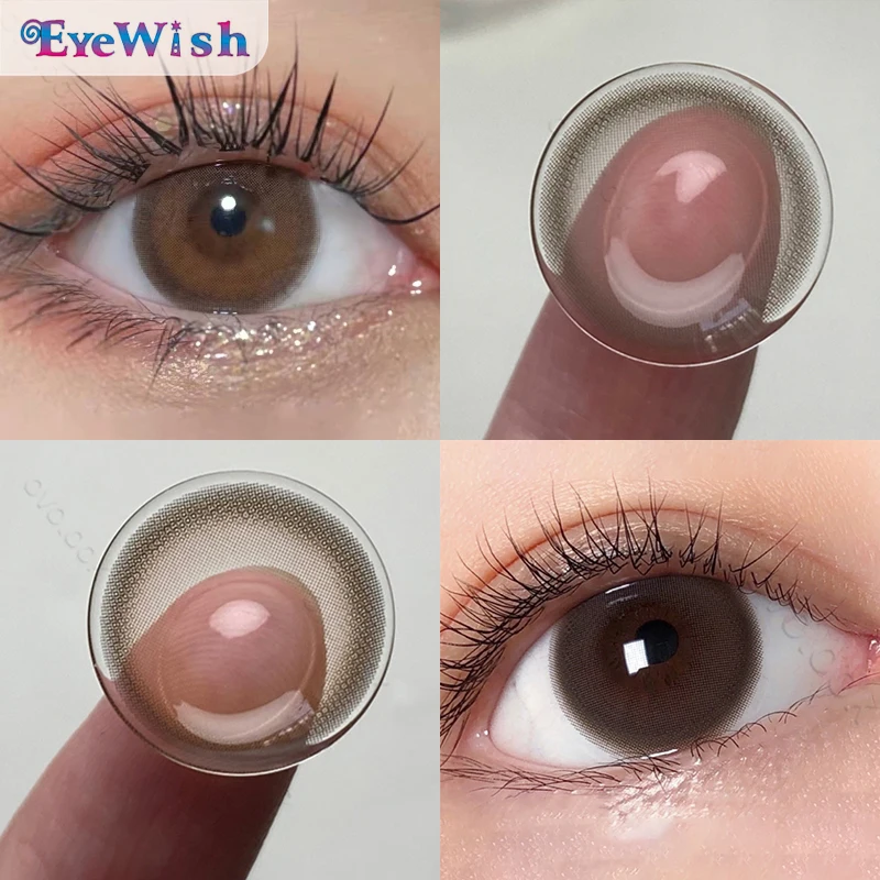 

EYEWISH-1 Pair Brown Gray Natural Pupil Lenses for Eyes Soft Contact Lenses for Myopia Beauty Eye Color Lens Yearly Use 14.2mm