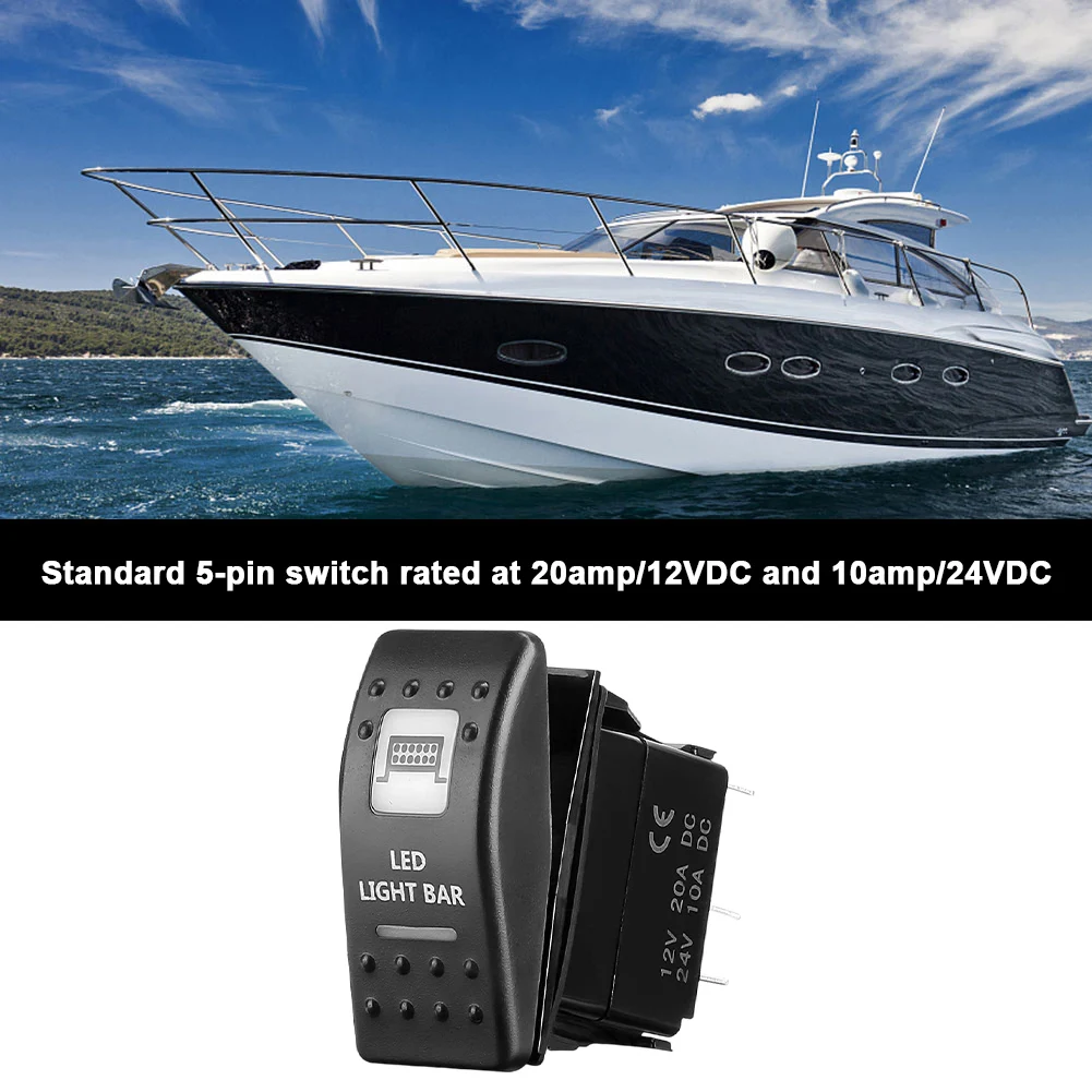LED Light Bar Rocker Switch Waterproof Switch Car Lights Toggle Dual LED ON/Off Switch LED Lamp Buttons for ATV UTV Car Truck RV