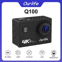 Ourlife Q100 4K Action Camera Ultra HD 16MP Wi-Fi 2.0" Screen 170D DVR Webcam Underwater 30M Helmet Video Recording Sport Camera 1