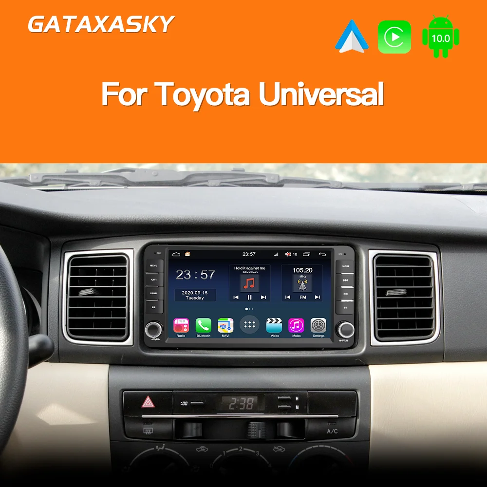 GATAXASKY-Rádio Automóvel Android, Leitor Multimédia, Estéreo para Toyota, VIOS, Crown, Camry, Hiace, Previa, Corolla, RAV4, Carplay, Universal