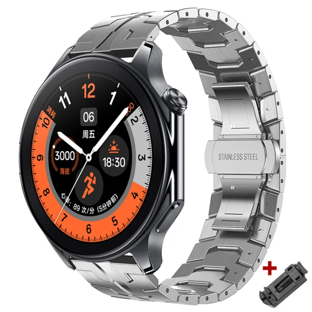 Luxury Stainless Steel Strap - 22mm Metal Band Wrist Bracelet