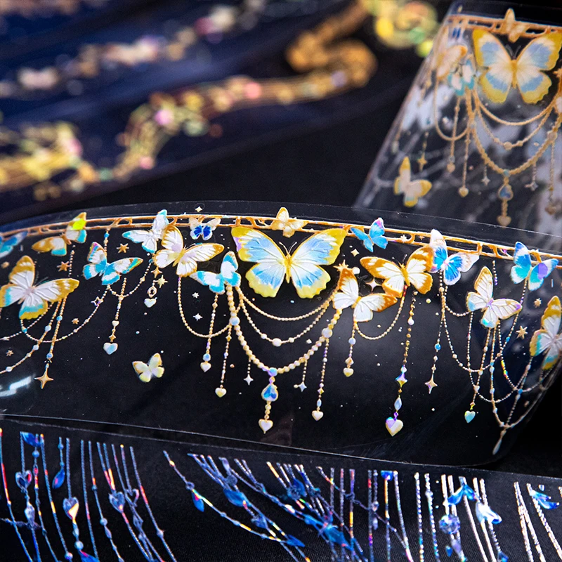 Mr.Paper 200cm/롤 스타라이트 펜던트 체인 시리즈 장 PET 테이프 홀로그램 글리터 디자인 DIY 저널 스크랩북 데코