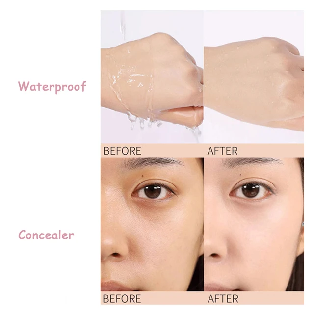 Hydrating Foundation liquid Korean Makeup Base Waterproofing Ivory White Natural Brighten Skin Full Coverage Concealer BB Cream