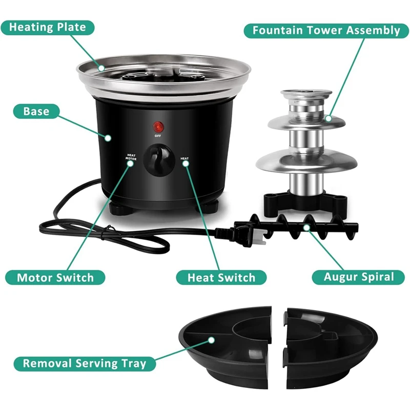 Three Layer Chocolate Fountain Machine Electirc Chocolate Fondue Set Detachable Mini Nostalgia Melting