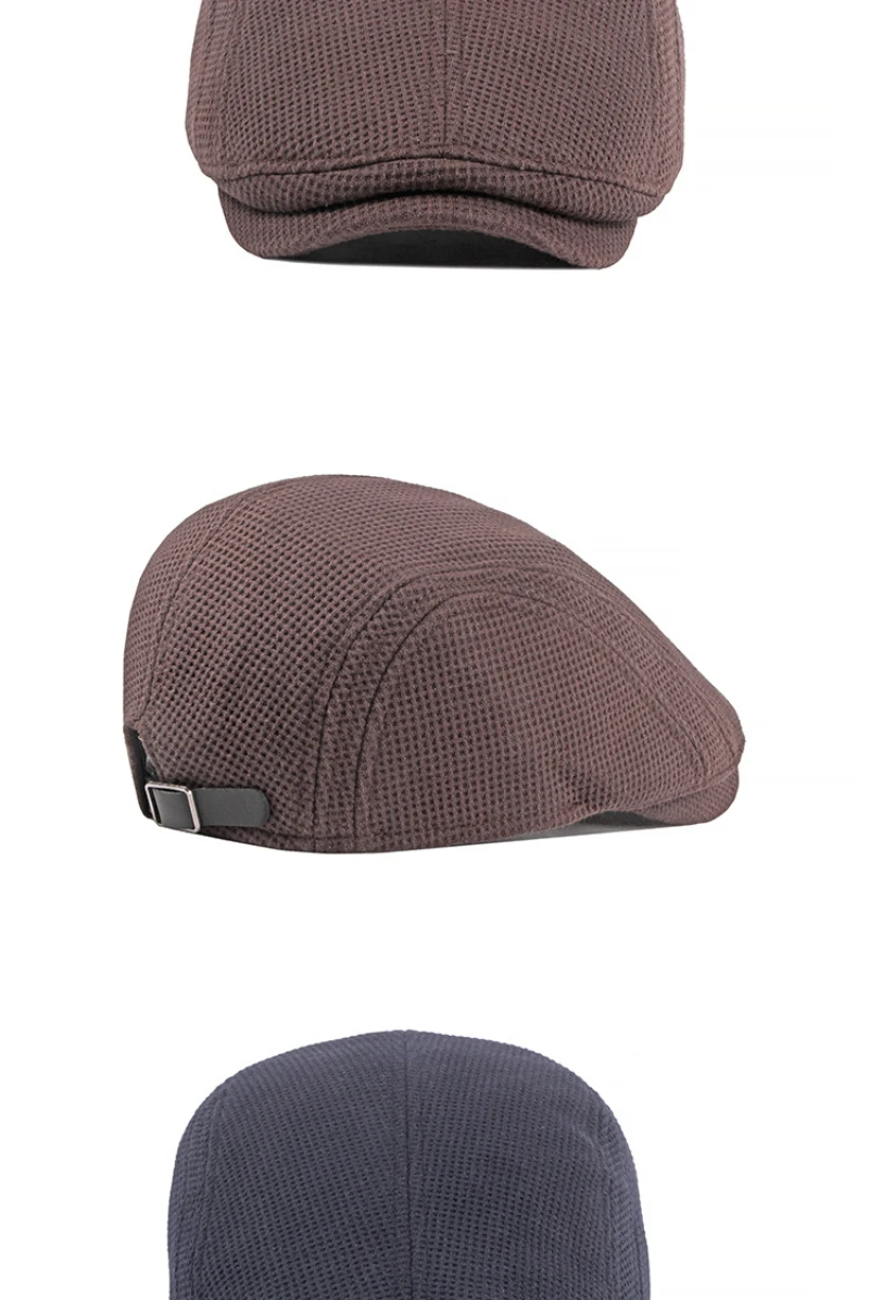 HT1327 Schwarz Beige Kaffee Grau Cabbie Gastby Flache Kappe Warme Gestrickte Herbst Winter Herren Hüte Britischen Western Stil Baskenmütze Kappen – Detail 9