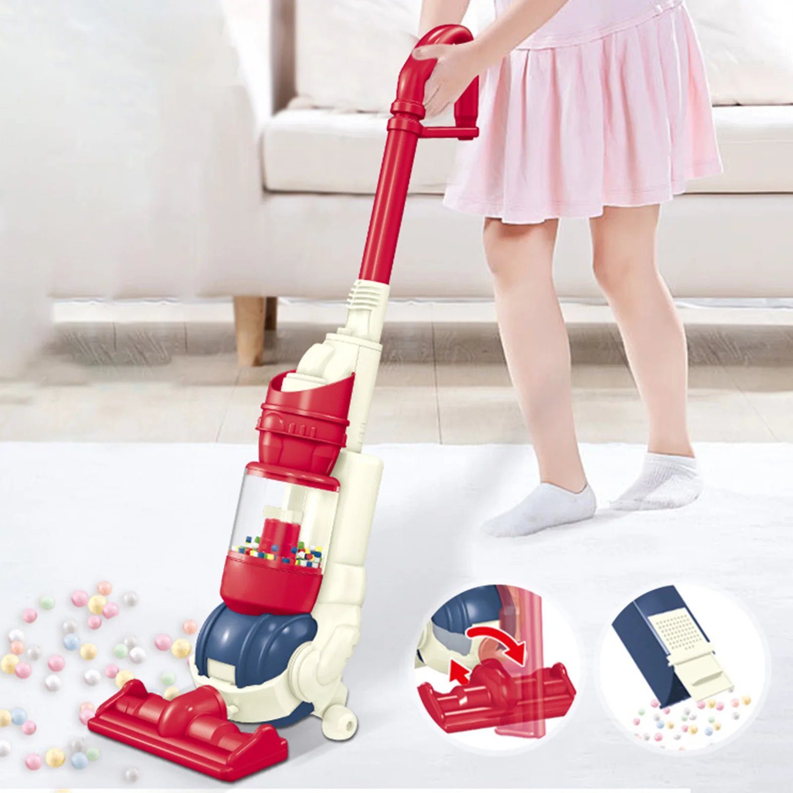 Kids Vacuum Cleaner Toy Housekeeping Pretend with Music and Light Role Play for Kid Age 4 5 6 Children Toddlers Girls Boys 2