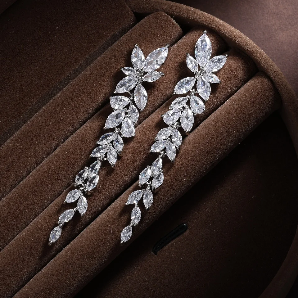 ZAKOL Wasser Tropfen Zirkon Blatt Form Braut Hochzeit Baumeln Ohrringe Für Frauen Temperament Elegante Party Geschenk Schmuck Zubehör – Detail 6