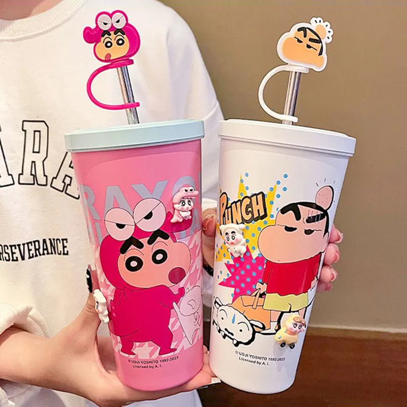 

Kawaii Crayon Shin-Chan 600Ml Water Cup Cartoon Insulation To Keep Cold Students 304 Stainless Steel Water Cup Girls Anime Gift