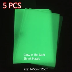Pack of 5 Translucent Shrink Plastic Sheets for DIY Crafts (14.5x20cm) (Noctilucent)